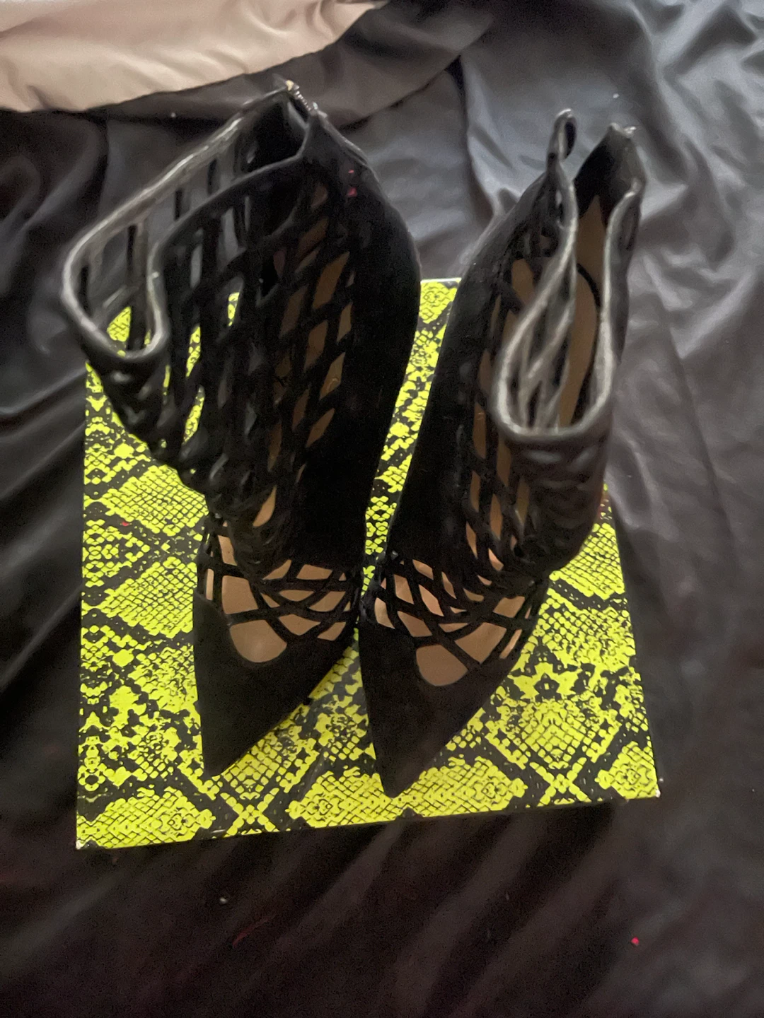 Christian Louboutin Black Suede Cage Heels