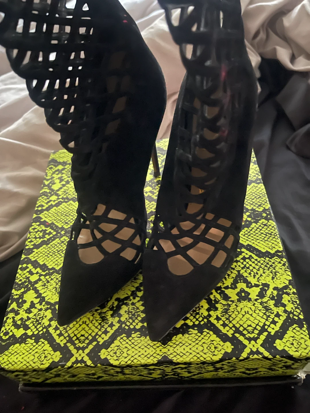 Christian Louboutin Black Suede Cage Heels - photo 2