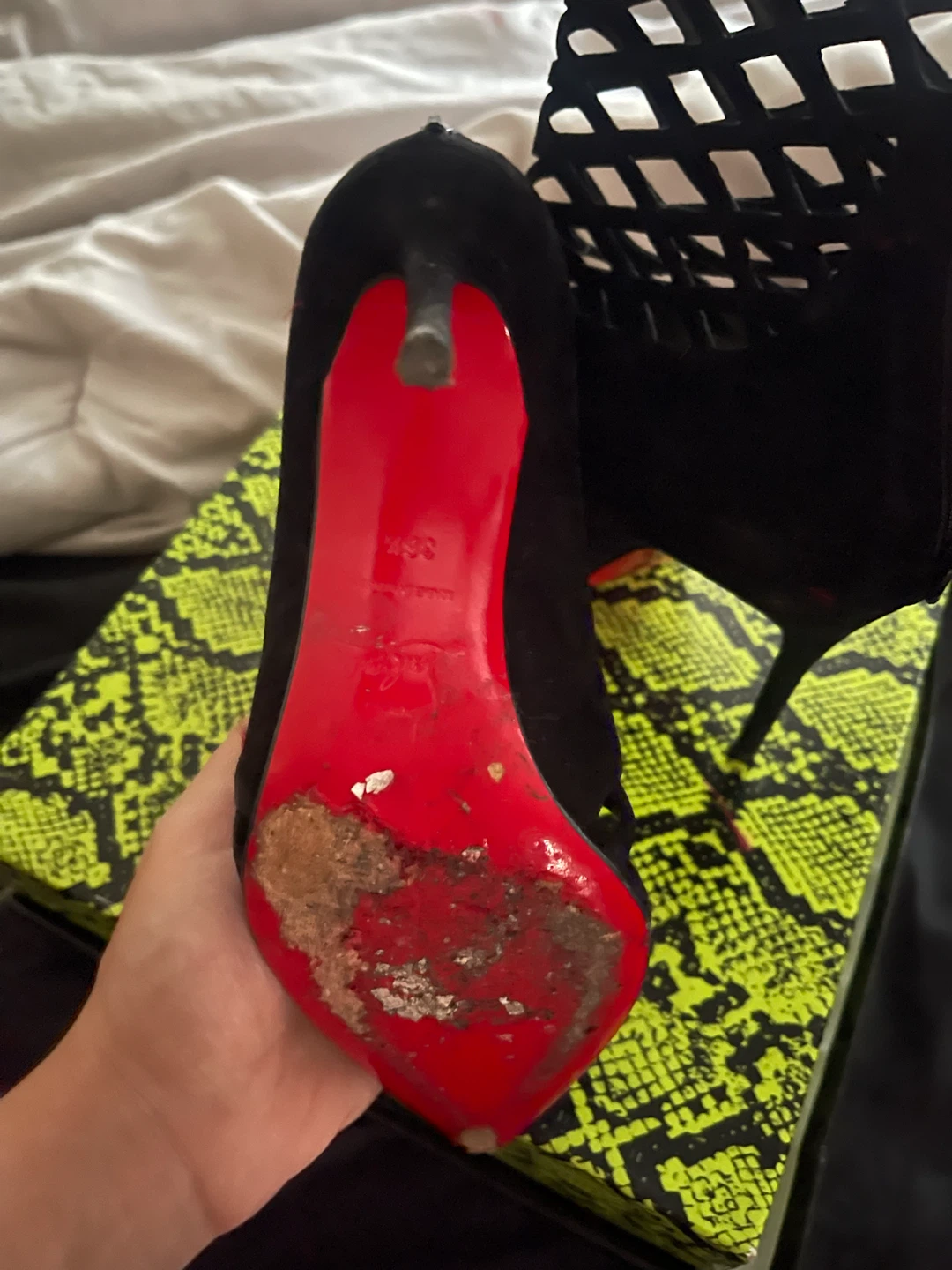 Christian Louboutin Black Suede Cage Heels - photo 4