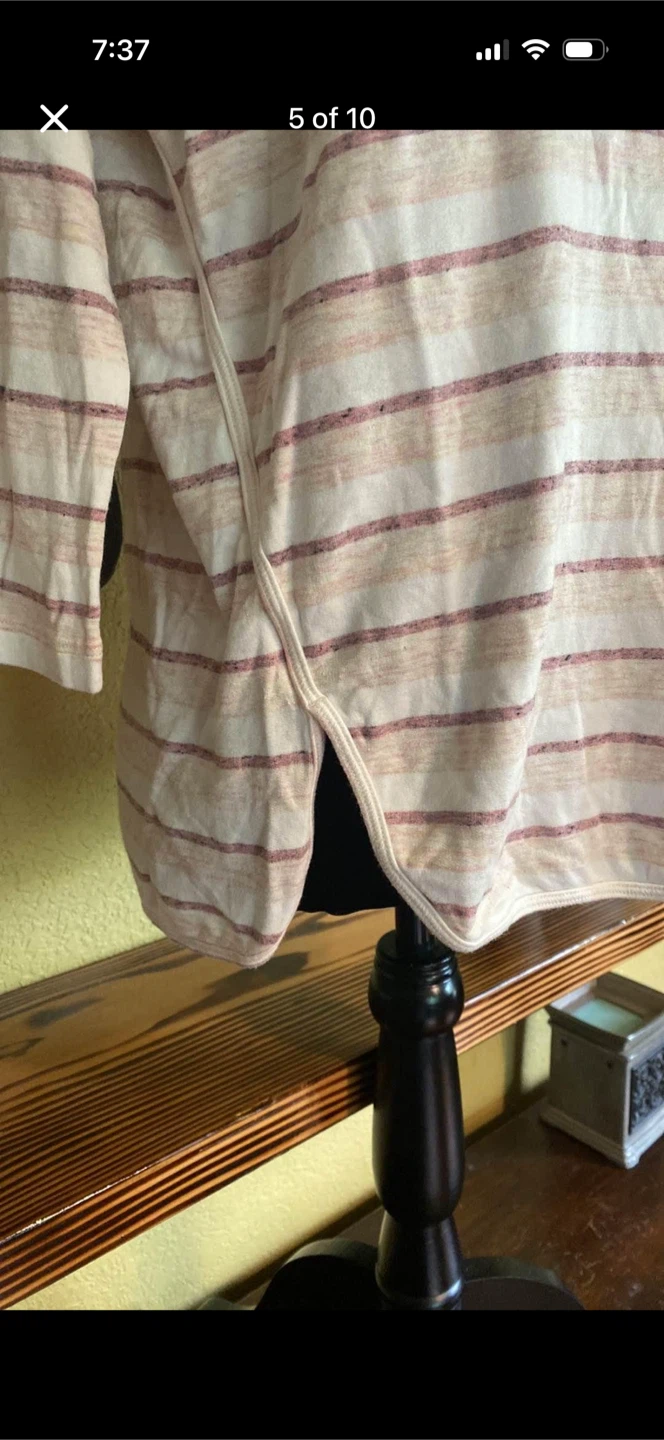 Lou & Grey Oversized Striped Cowl Neck 3/4 Sleeve Shirt - photo 5