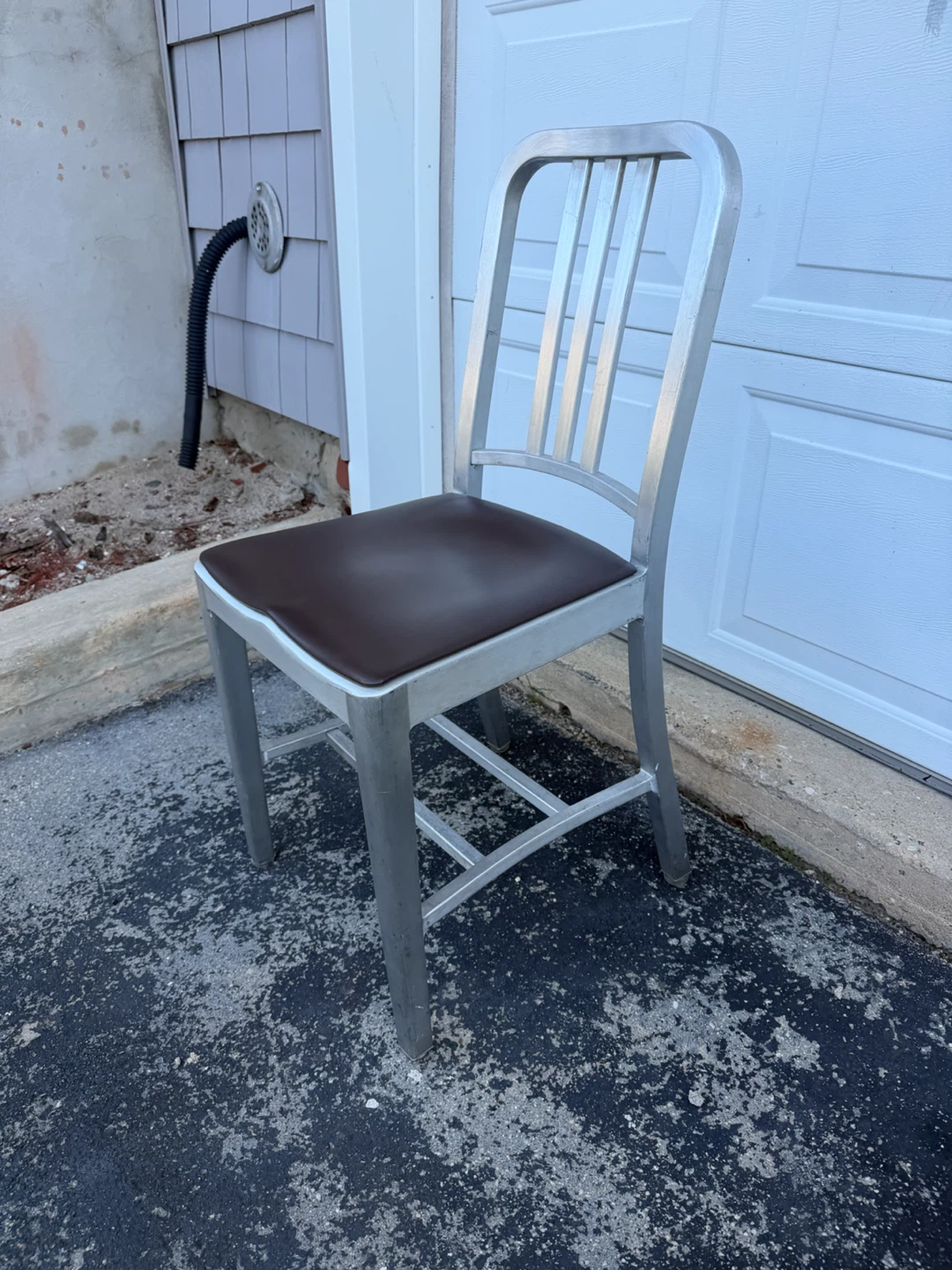 Emeco Aluminum Chair with Brown Seat - photo 2