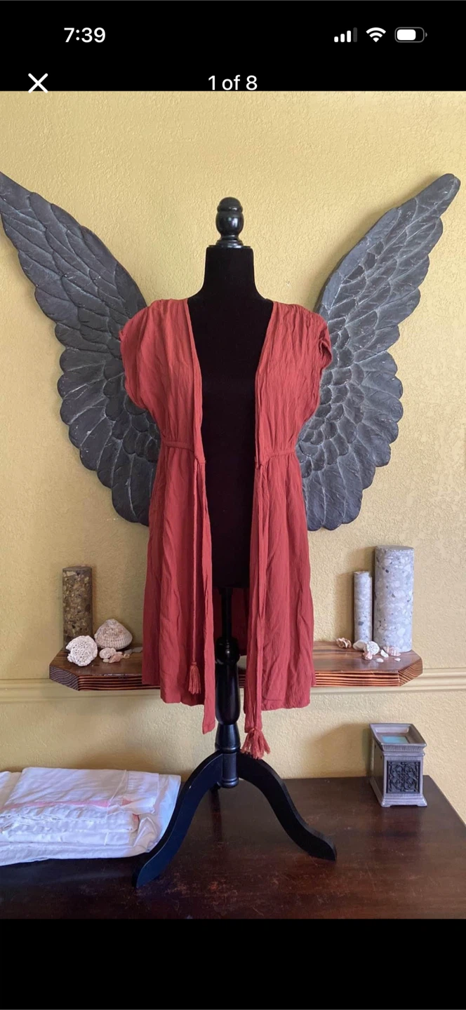 Joe Fresh Short Sleeve Tunic Length Cardigan With Tie - photo 2