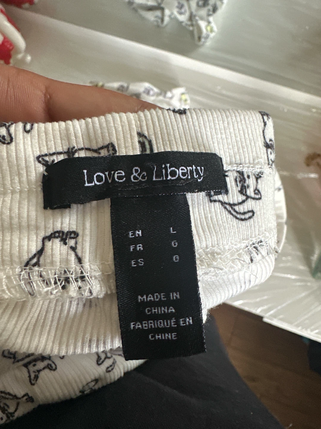 Love & Liberty Pajama Set - L - White with Cats
