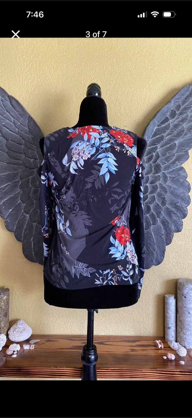 Guess Floral Cold Shoulder Shirt Top - photo 4
