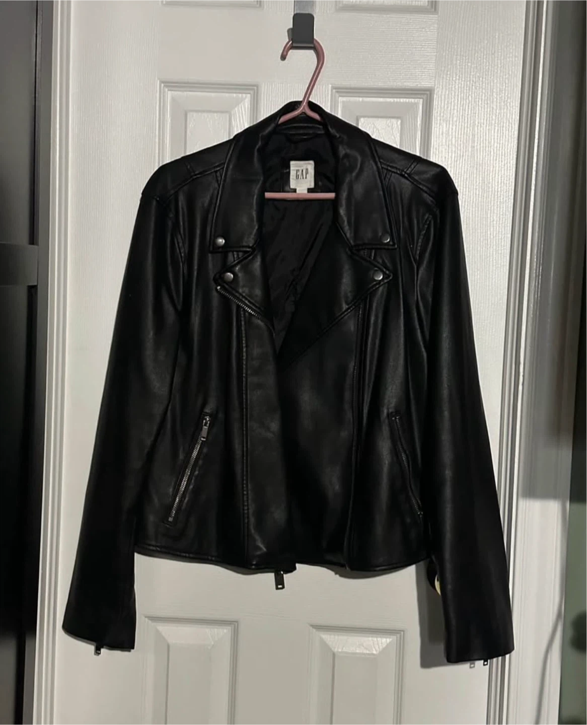 GAP Black Faux Leather Moto Jacket