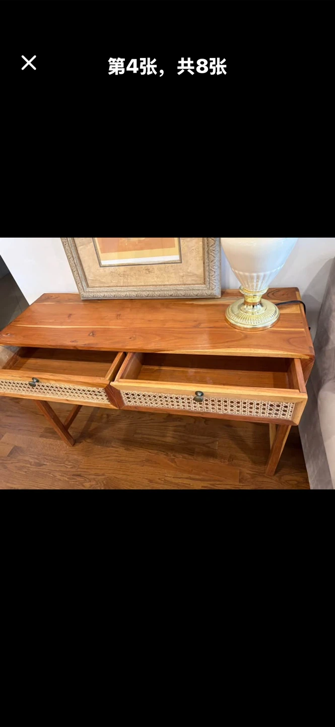 Wooden Console Table with Rattan Drawer Fronts - photo 2