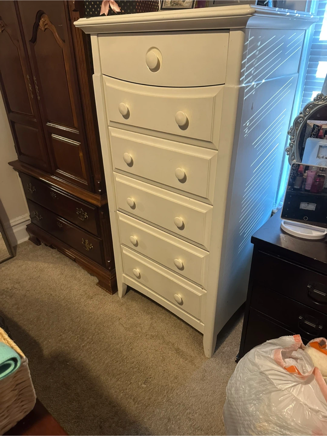 White 6-Drawer Tall Dresser - photo 2