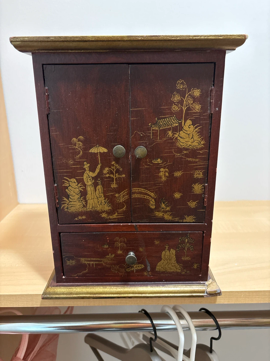 Antique jewelry box with carving