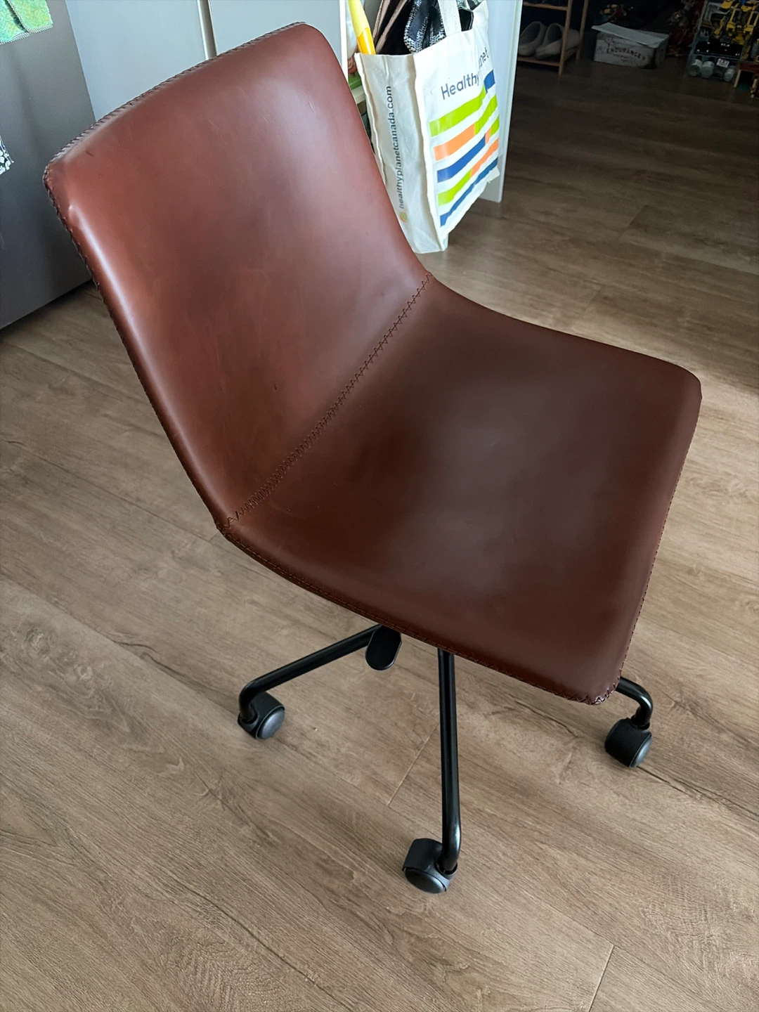 Brown Faux Leather Office Chair with Wheels