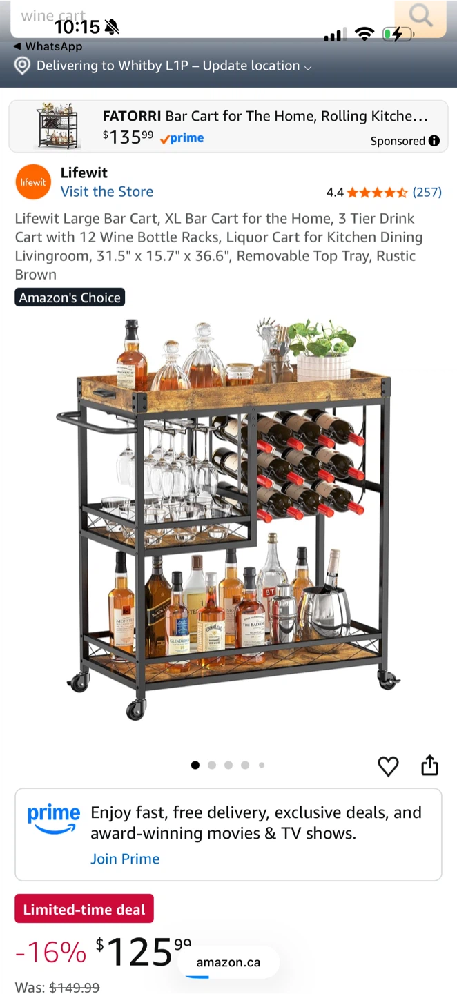 Lifewit Large Bar Cart for Home - photo 2