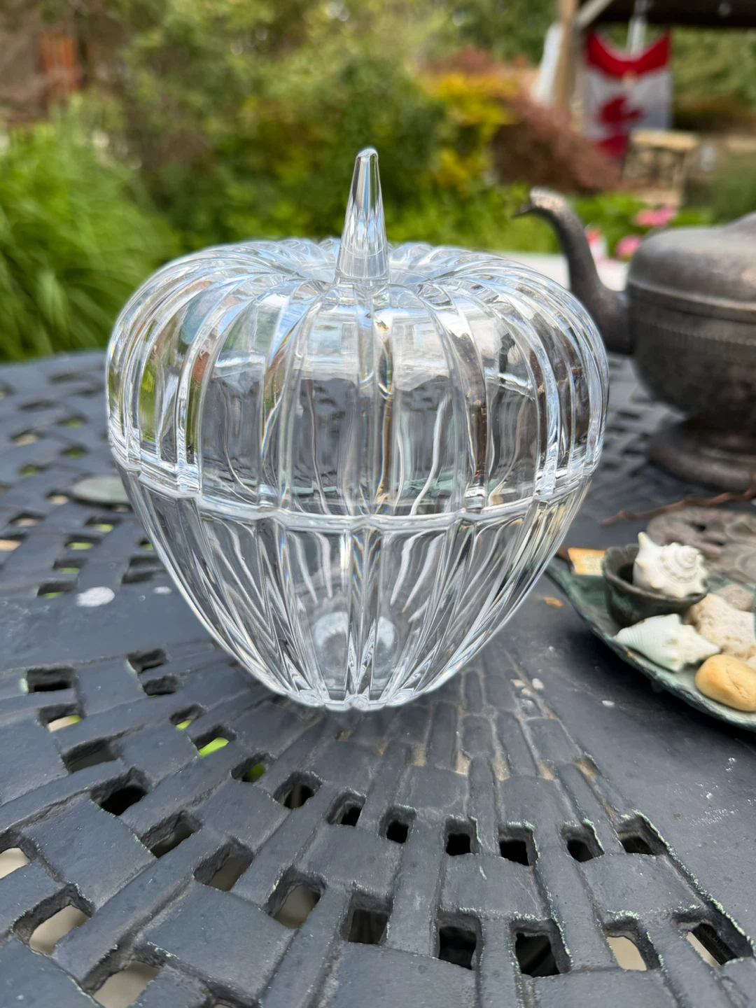 Crystal ribbed Pumpkin Candy Dish