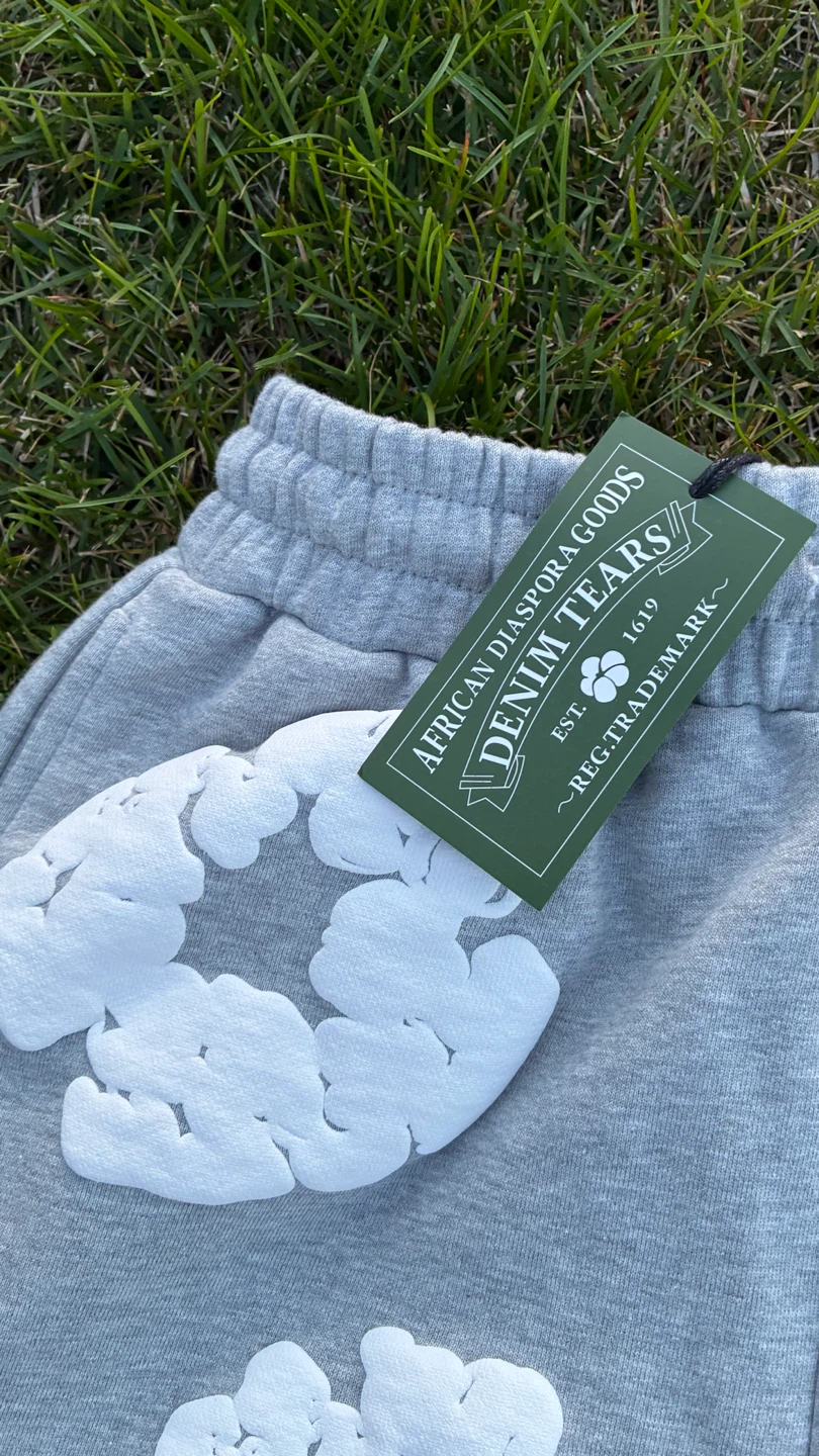 Denim Tears Grey Shorts with Floral Appliqué