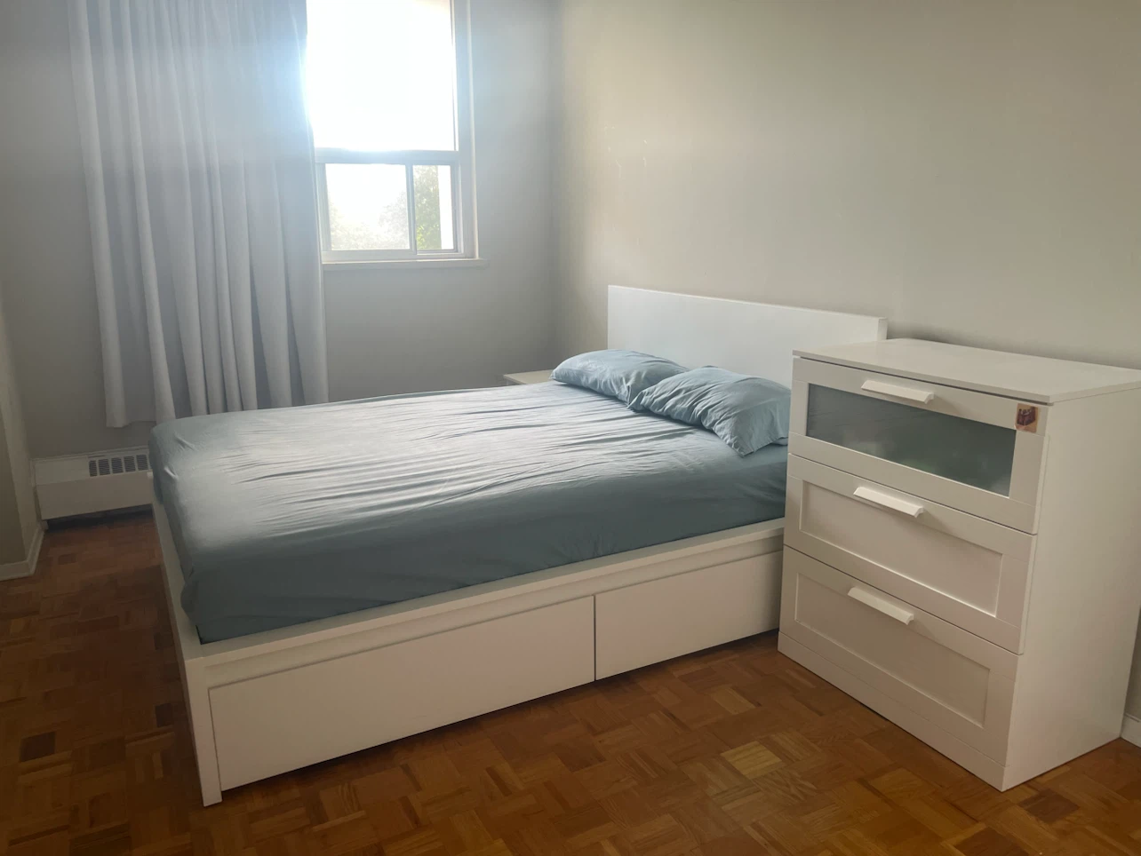 White Storage Bed Frame with Headboard