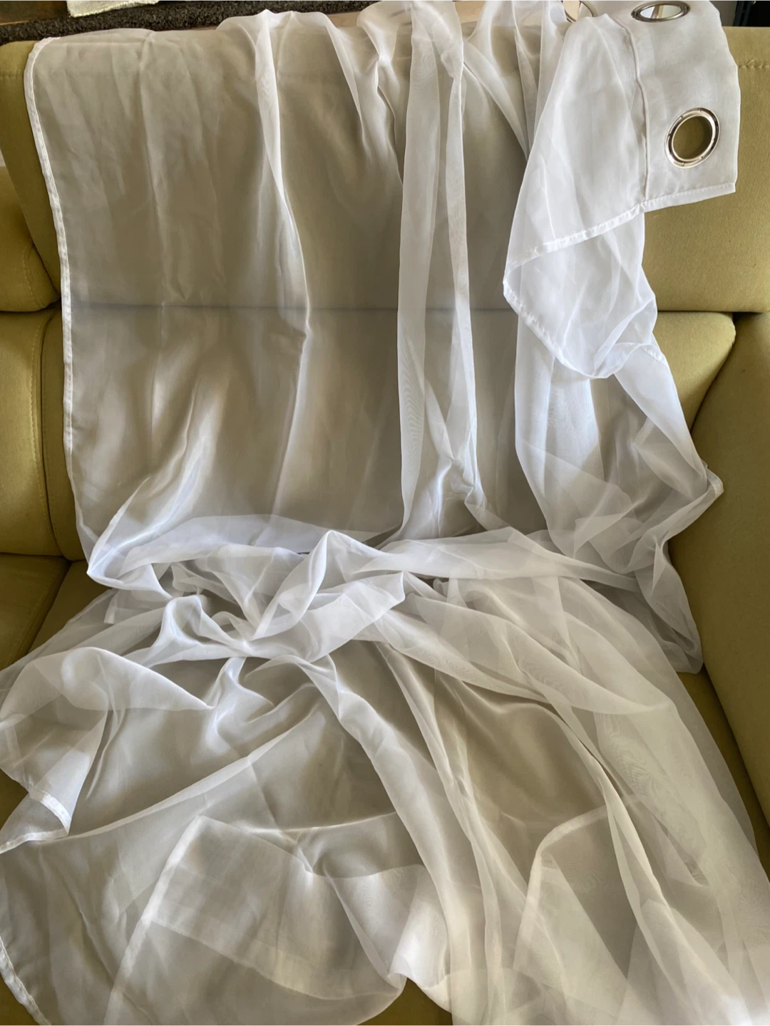 White Sheer Grommet Curtains - W 133 cm, H 210 cm - photo 2