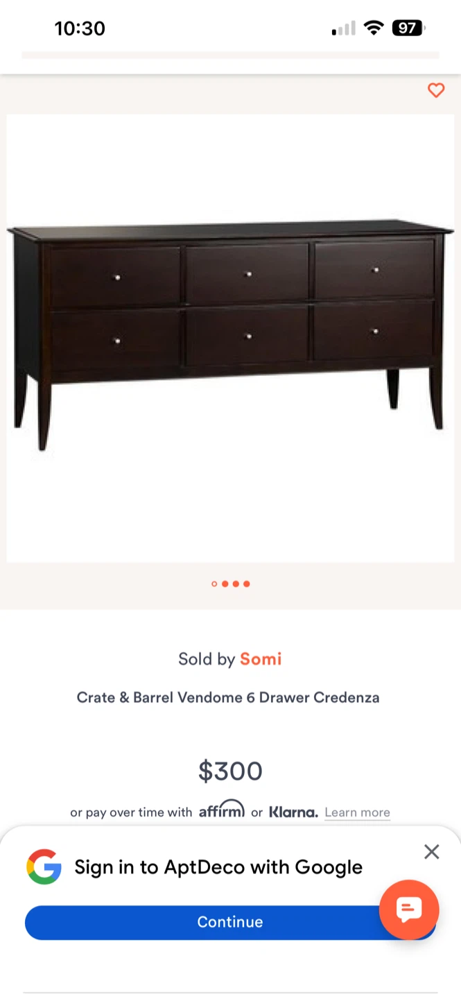 Crate & Barrel Vendome 6 Drawer Credenza - photo 5