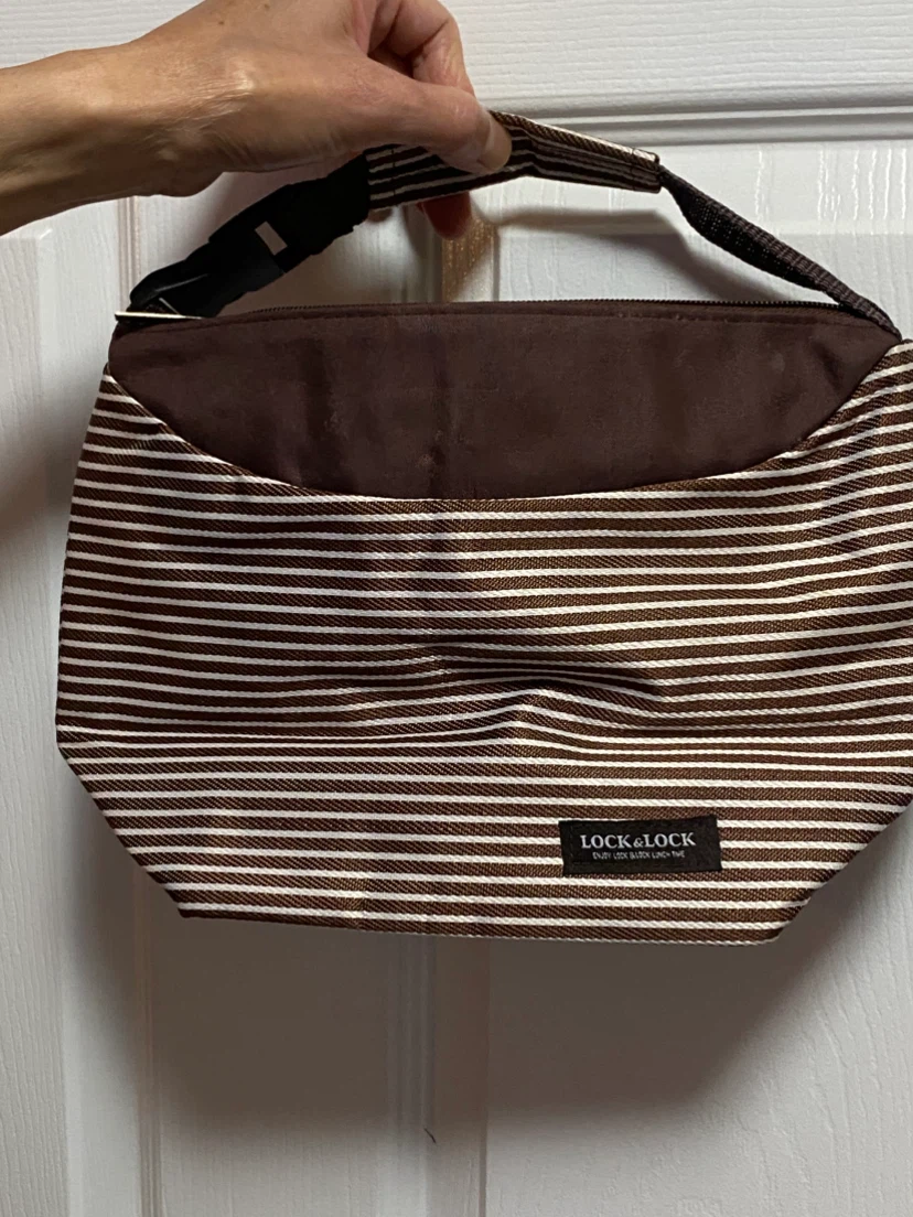 Lock & Lock Insulated Lunch Bag - Brown Stripe