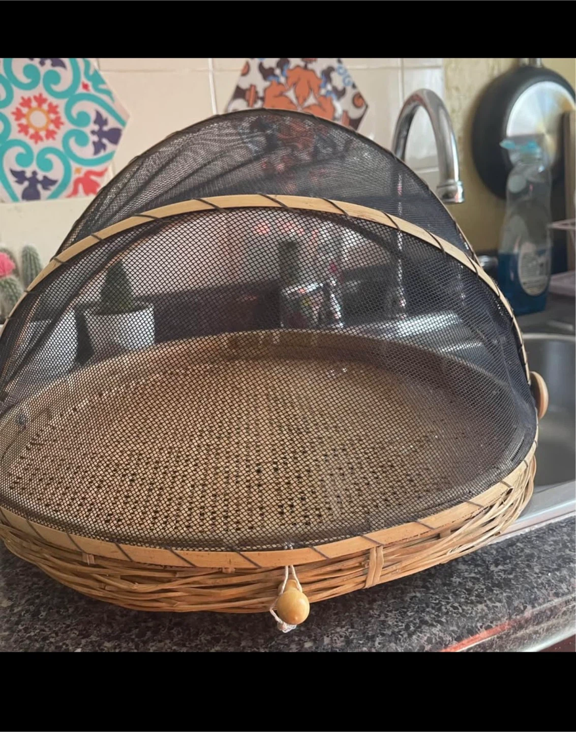 Woven Bamboo Food Cover Basket