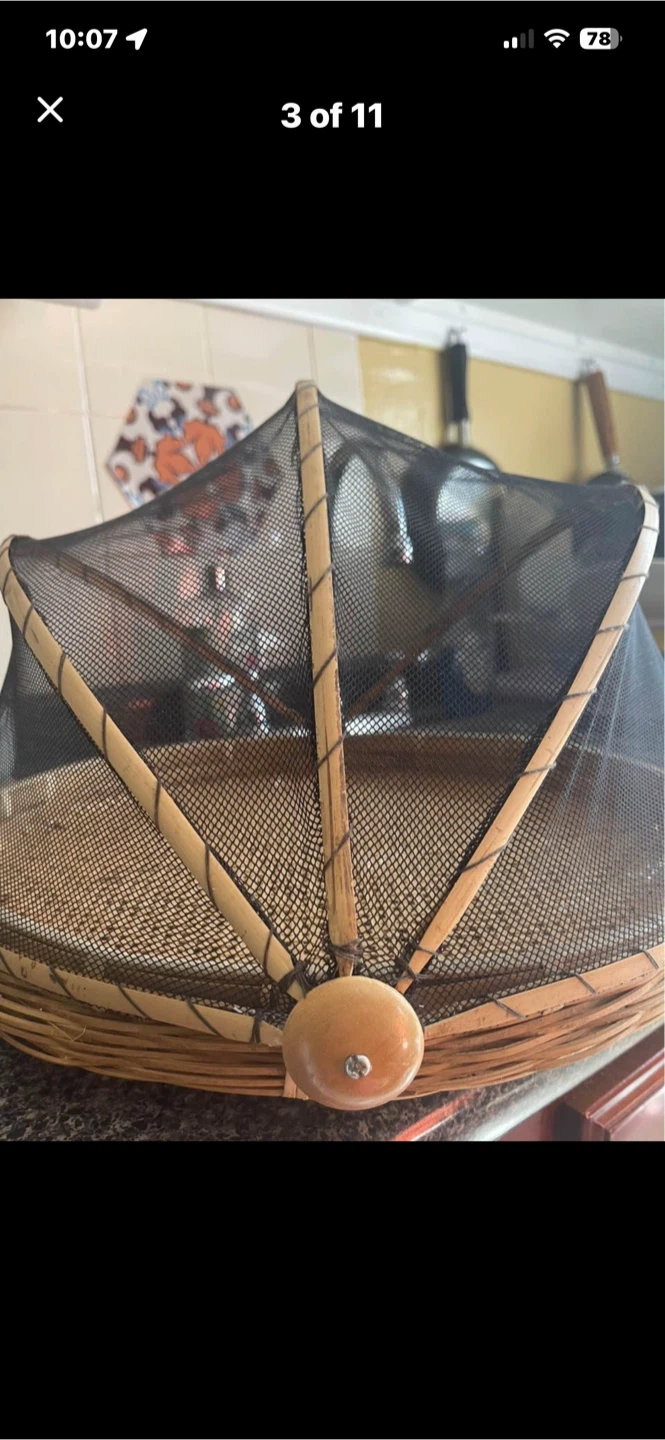 Woven Bamboo Food Cover Basket - photo 2