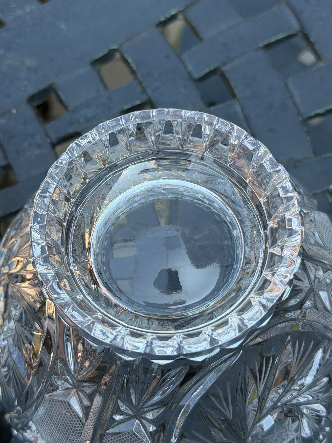 Crystal Cut Star of David Pinwheel Footed Bowl - photo 2