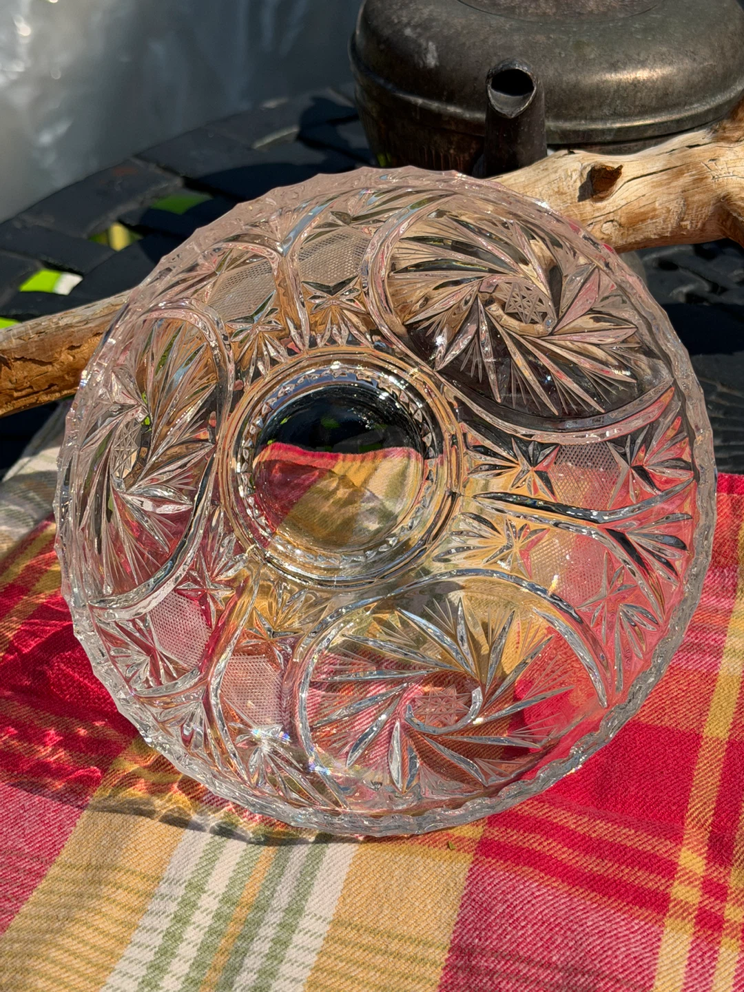 Crystal Cut Star of David Pinwheel Footed Bowl - photo 3