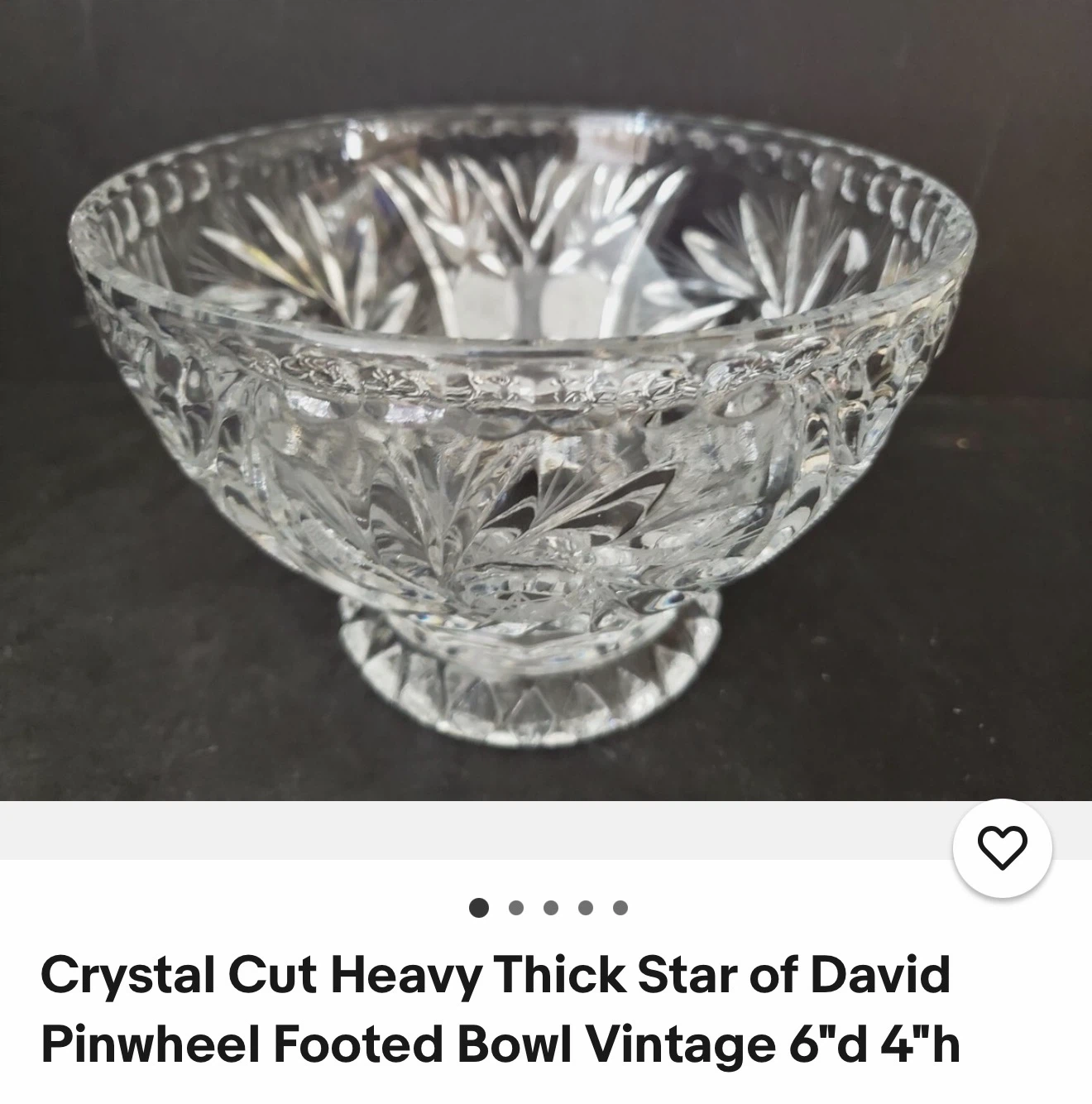 Crystal Cut Star of David Pinwheel Footed Bowl - photo 5