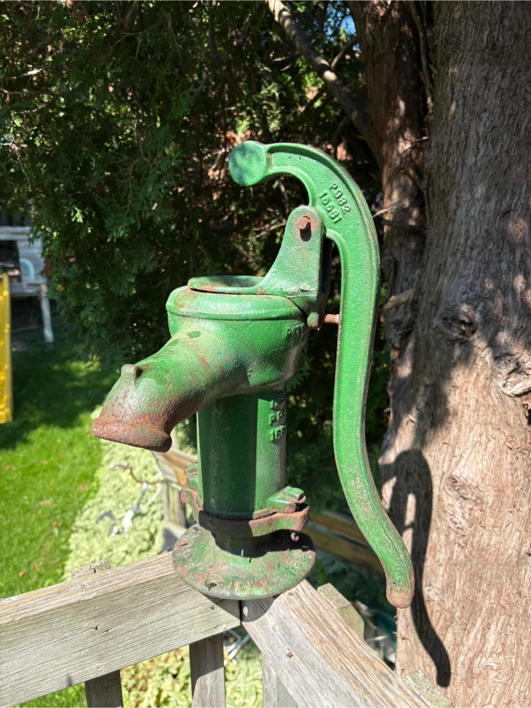 Vintage Green Cast Iron Hand Water Pump