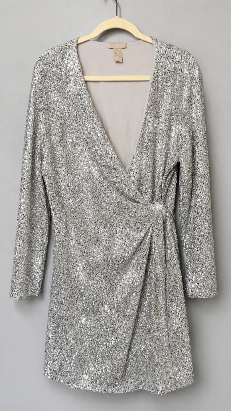 H&M Silver Sequin Wrap Dress - photo 2