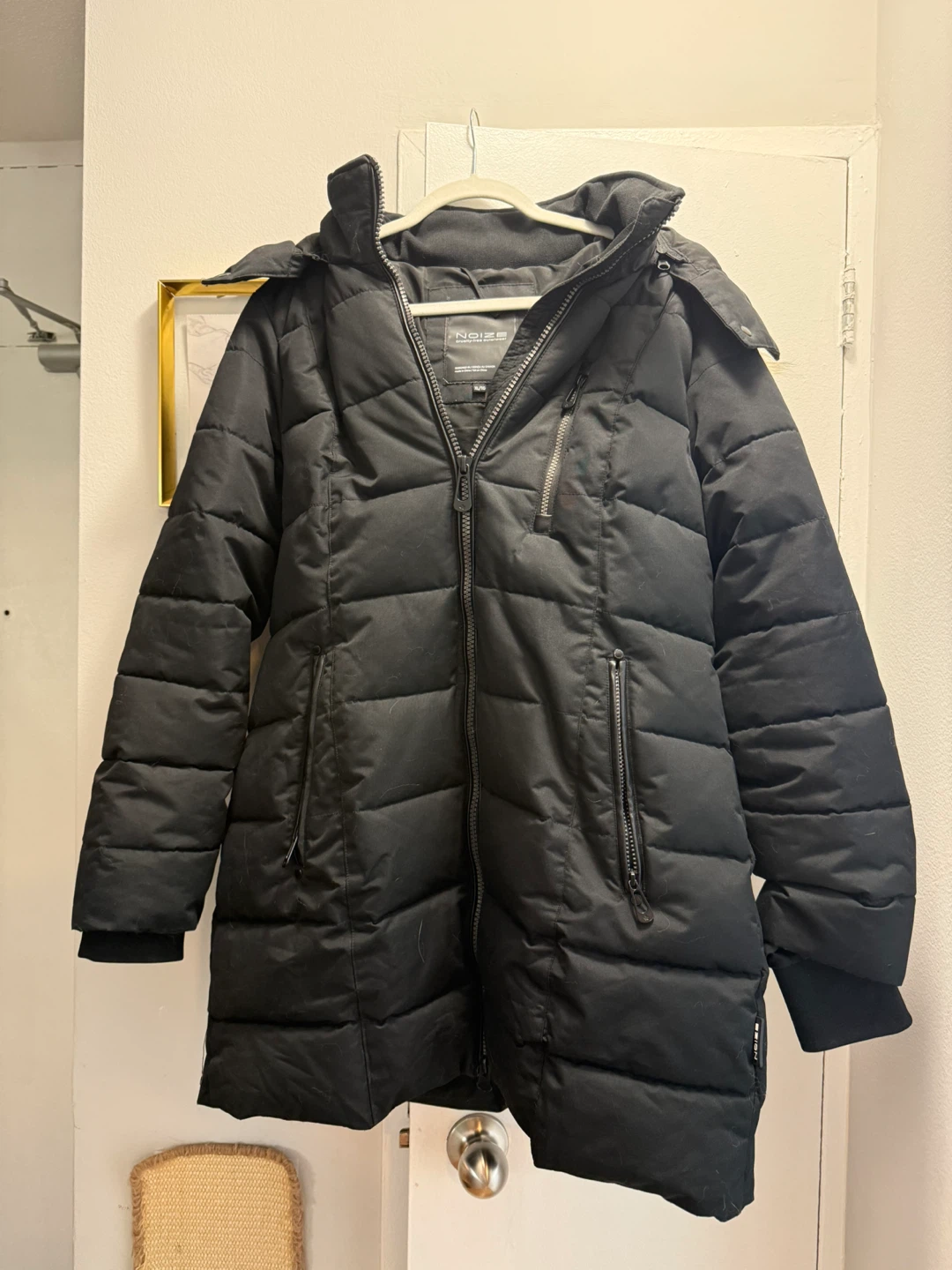 NOIZE Hannah - Black Puffer Winter Coat with Fur Hood
