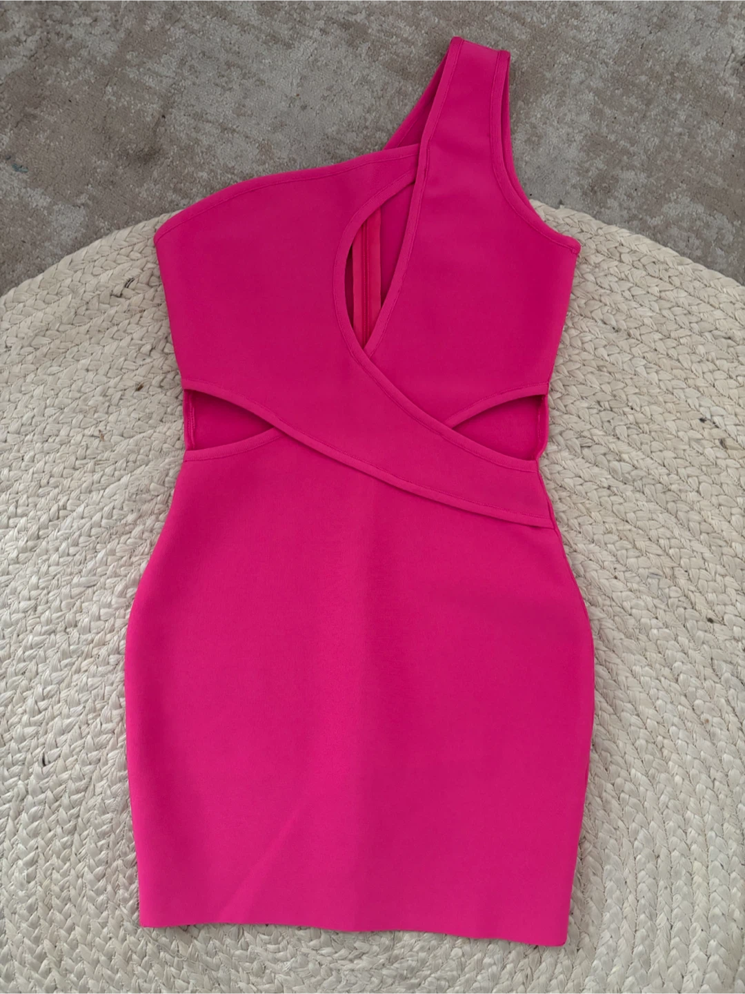 Hot Pink One-Shoulder Cut-Out Dress
