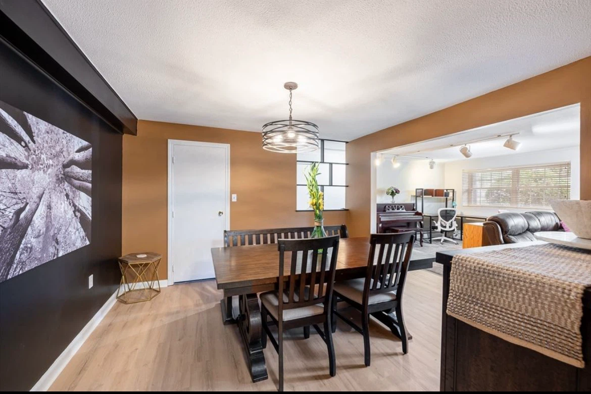 Wooden Dining Table with Bench and Chairs