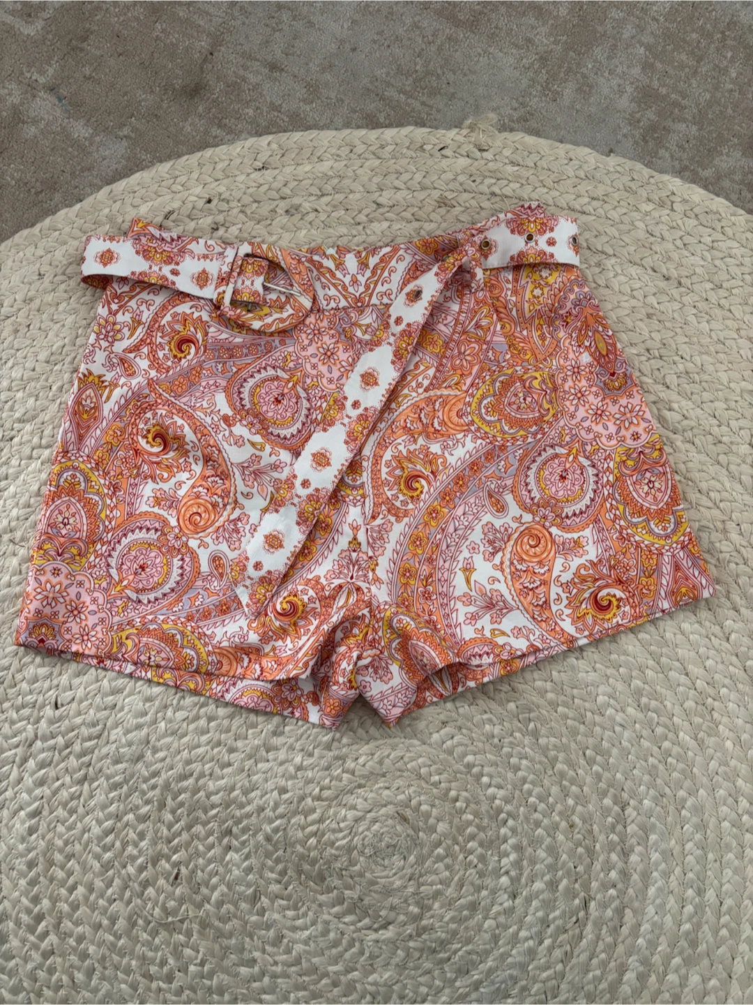 Paisley Print Shorts with Belt