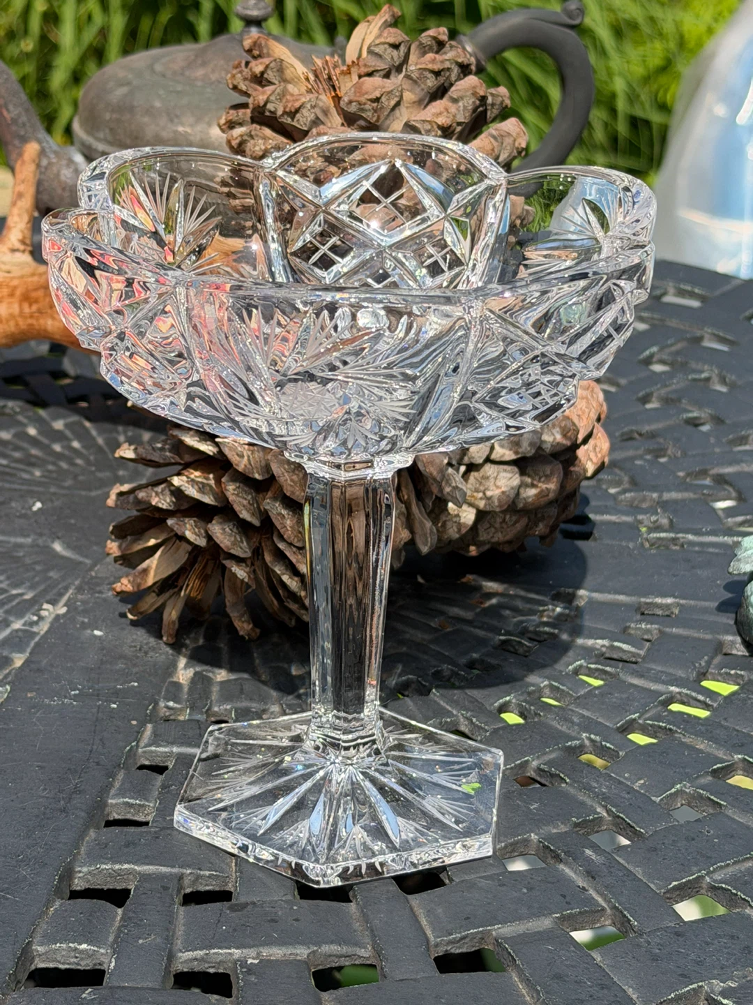 Vintage Star of David Crystal Pedestal Compote Candy Dish