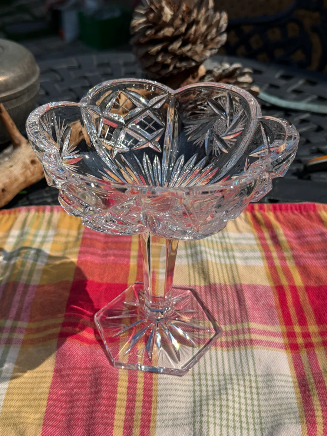 Vintage Star of David Crystal Pedestal Compote Candy Dish - photo 2