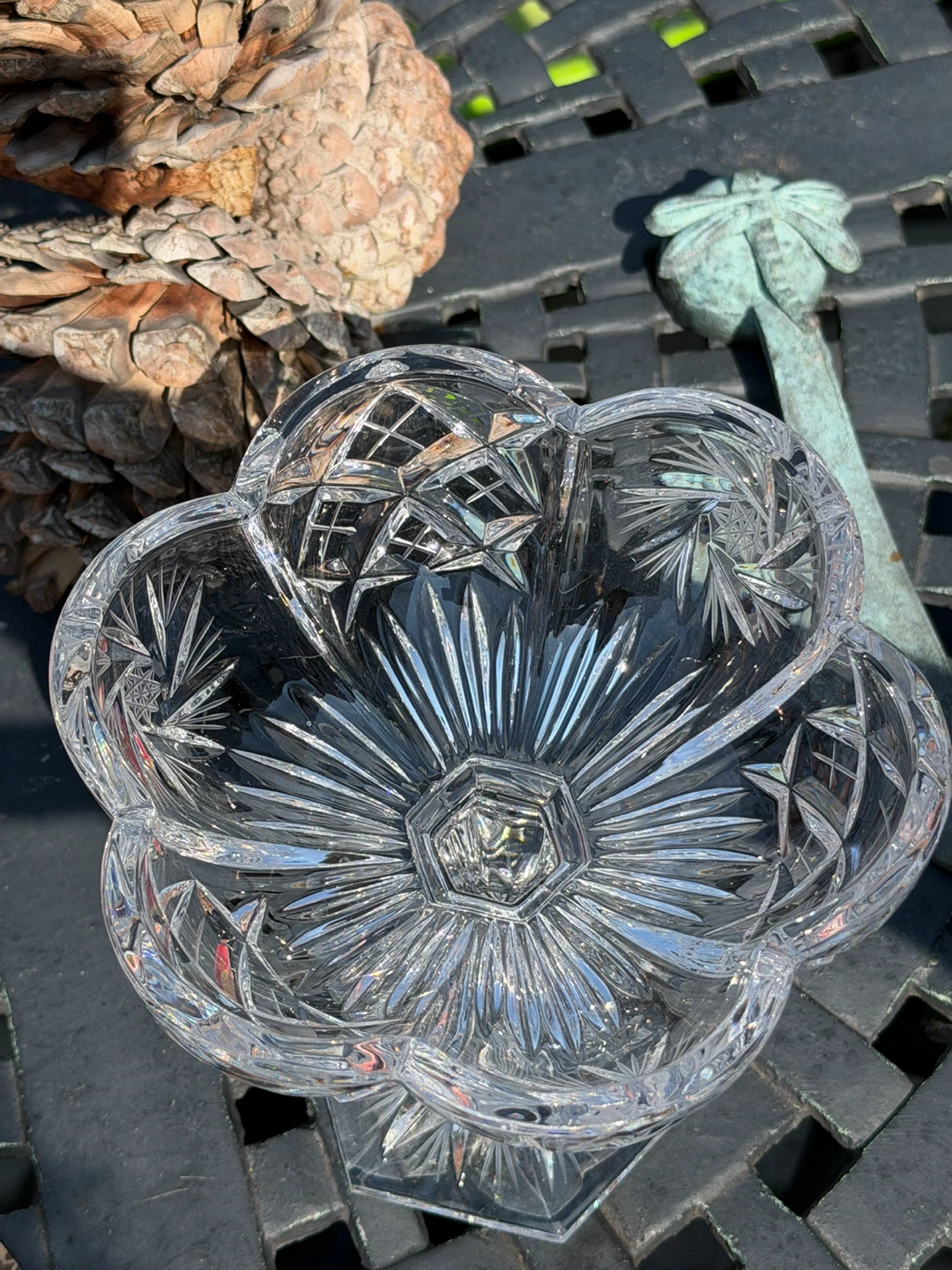 Vintage Star of David Crystal Pedestal Compote Candy Dish - photo 4