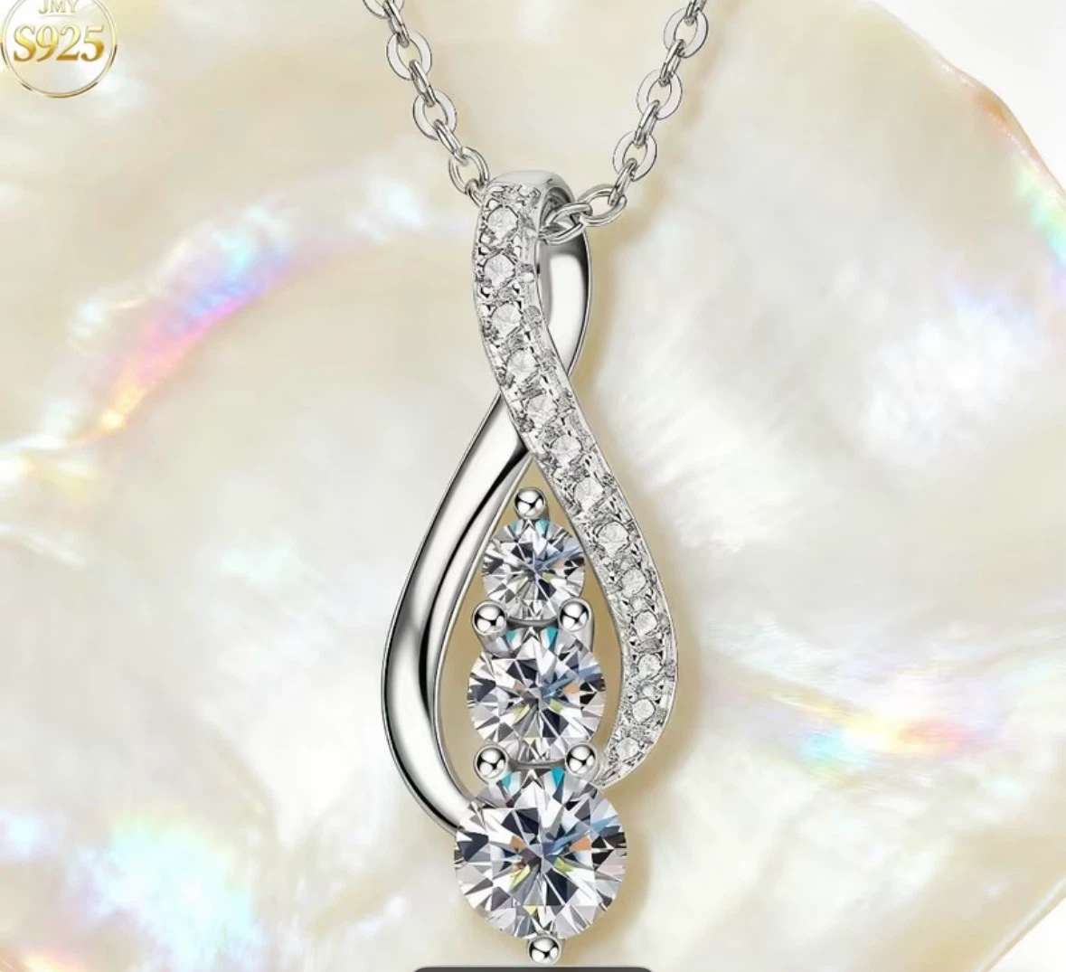 Sterling Silver S925 Infinity Pendant Necklace - photo 3