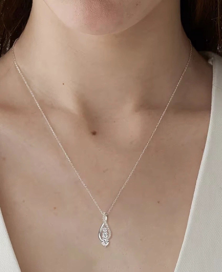 Sterling Silver S925 Infinity Pendant Necklace - photo 4
