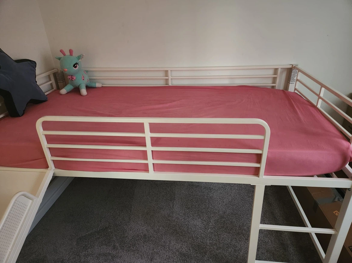 White Loft Bed with Slide and Mattress - photo 5