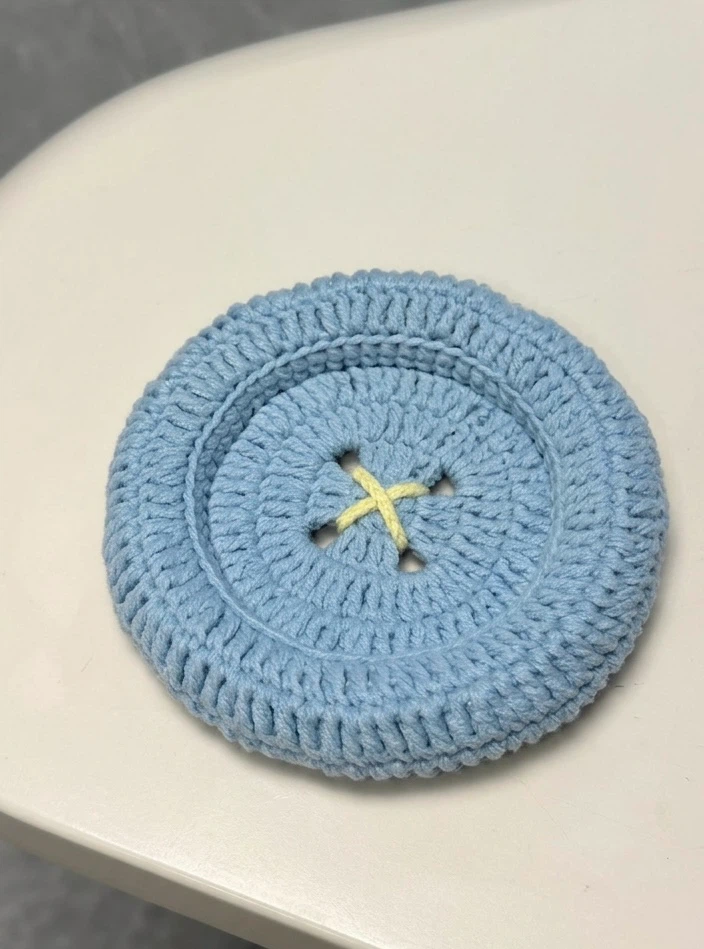 Handmade Cute Giant Button Crochet Coaster (Customizable) - photo 3