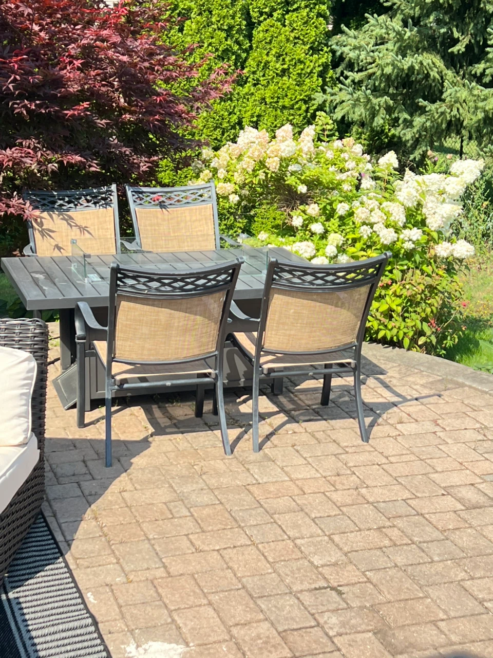 Patio Dining Set with Glass Top Table and 4 Chairs