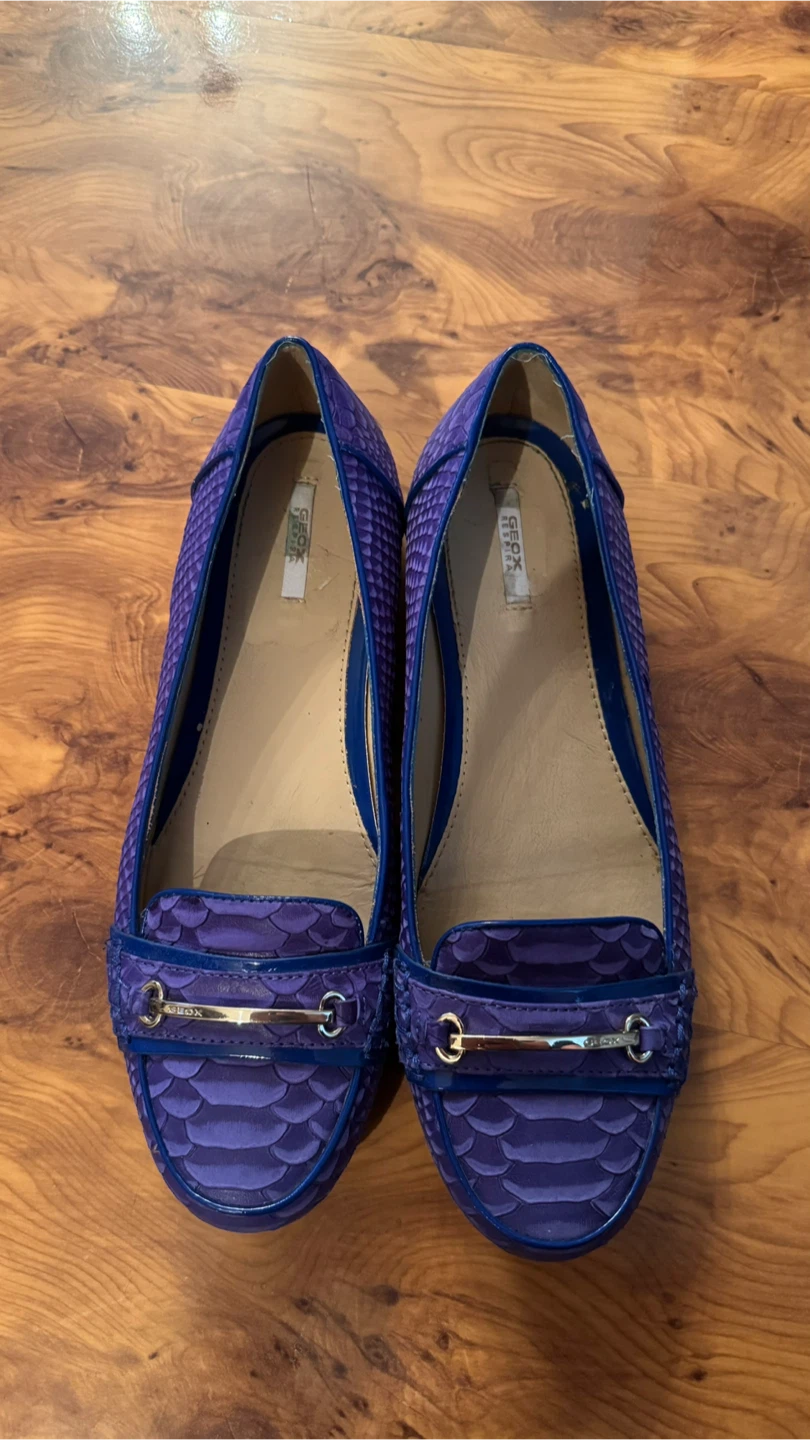 Geox Purple Python Loafers - Size 9