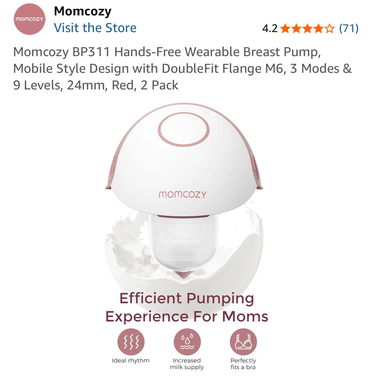 Momcozy M6 Hands Free Breast Pump - photo 2