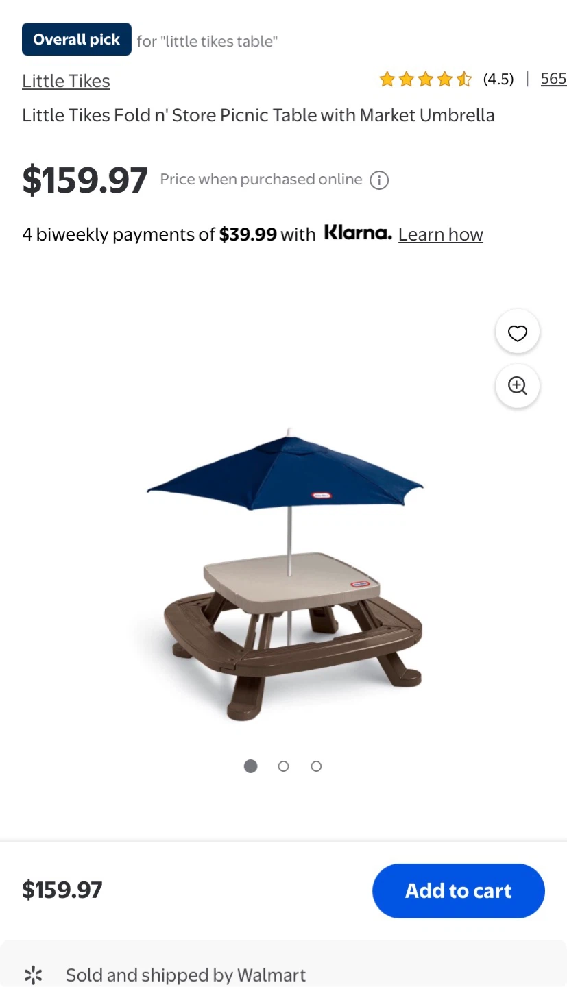 Little Tikes Fold 'n Store Picnic Table with Umbrella - photo 3