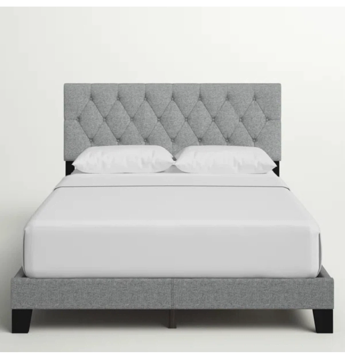 Upholstered Queen Bed Frame with Tufted Headboard