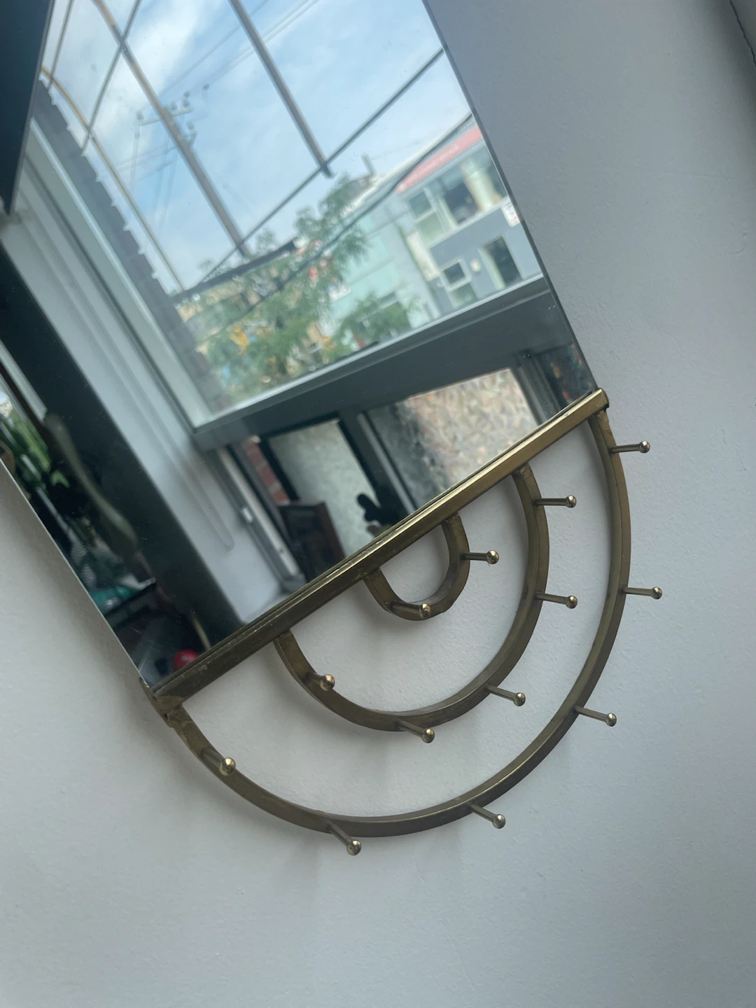 Vintage Wall Mirror with Jewelry Hooks - photo 2