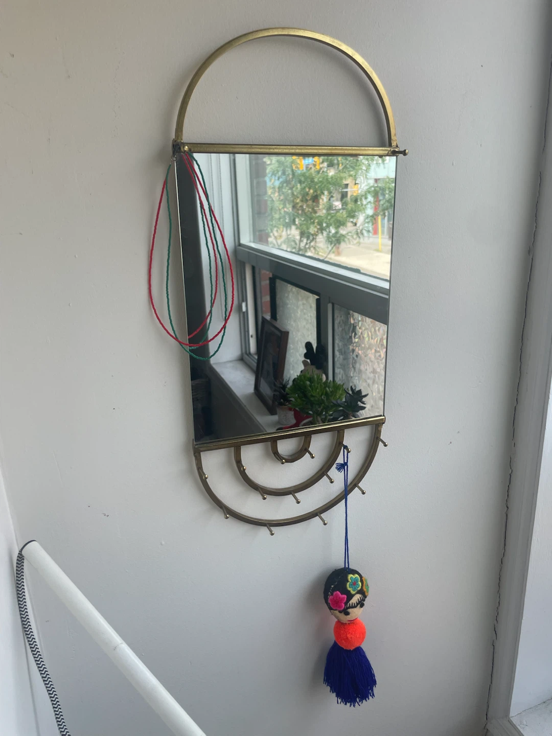 Vintage Wall Mirror with Jewelry Hooks - photo 4