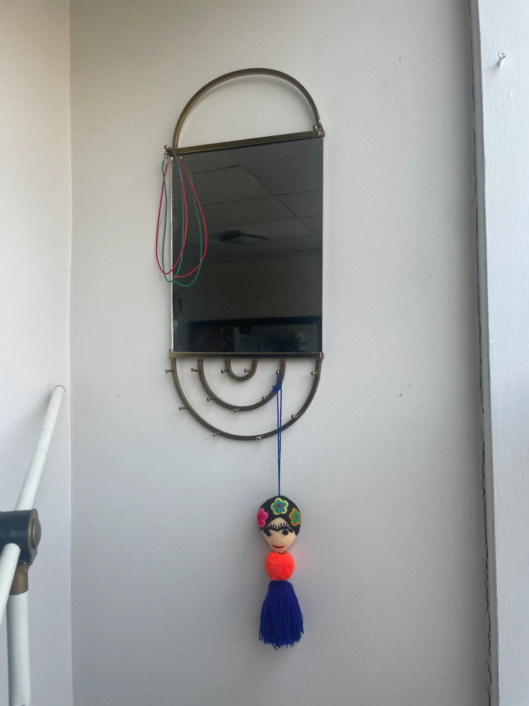Vintage Wall Mirror with Jewelry Hooks - photo 5