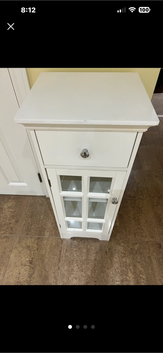 White accent cabinet with drawer and glass door - photo 2