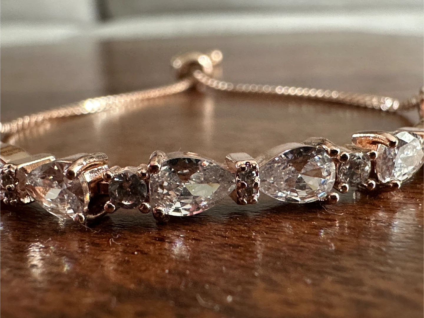 Rose Gold Cubic Zirconia Bolo Bracelet - photo 3