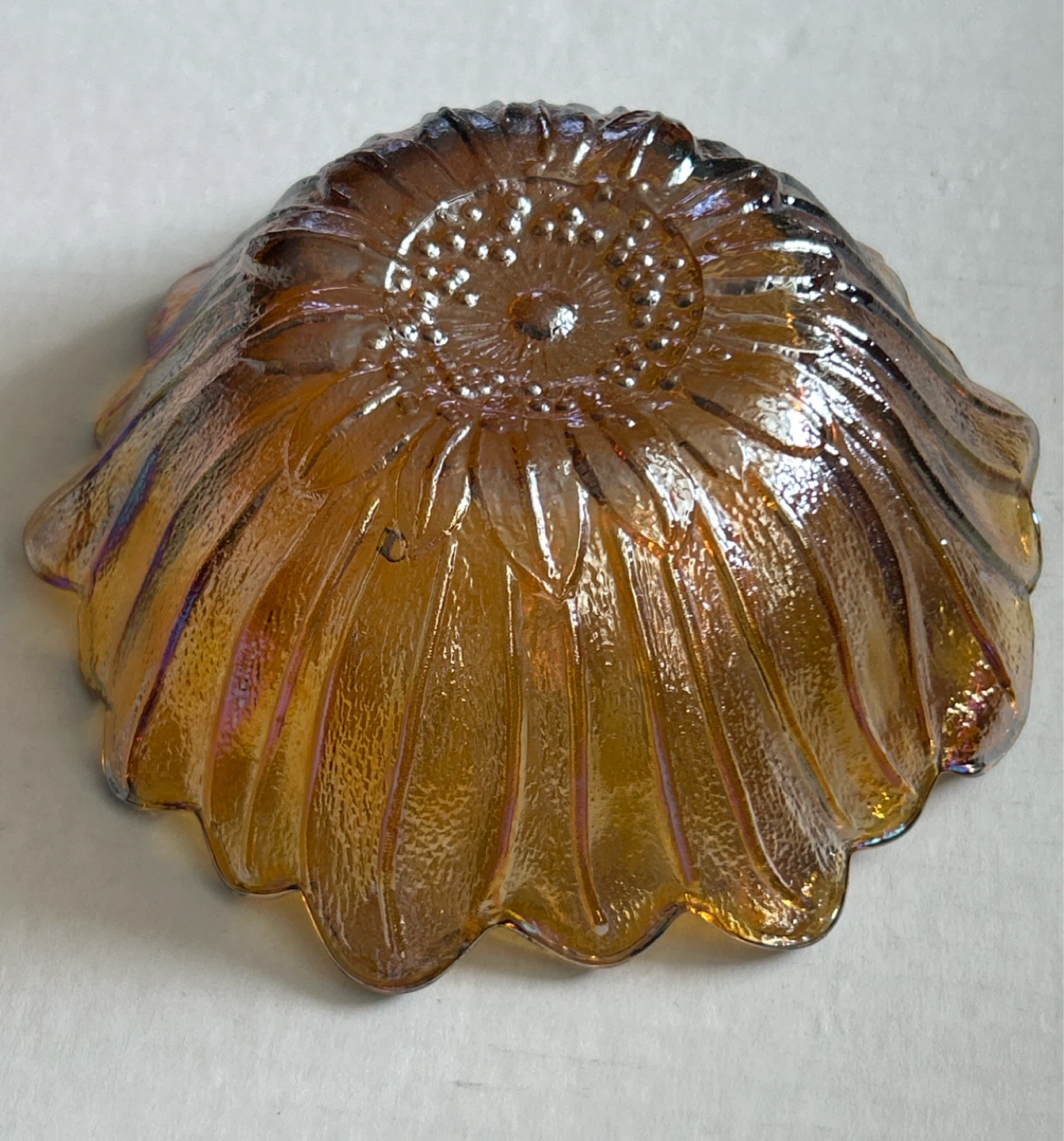 Amber Carnival Glass Sunflower Bowl - photo 2