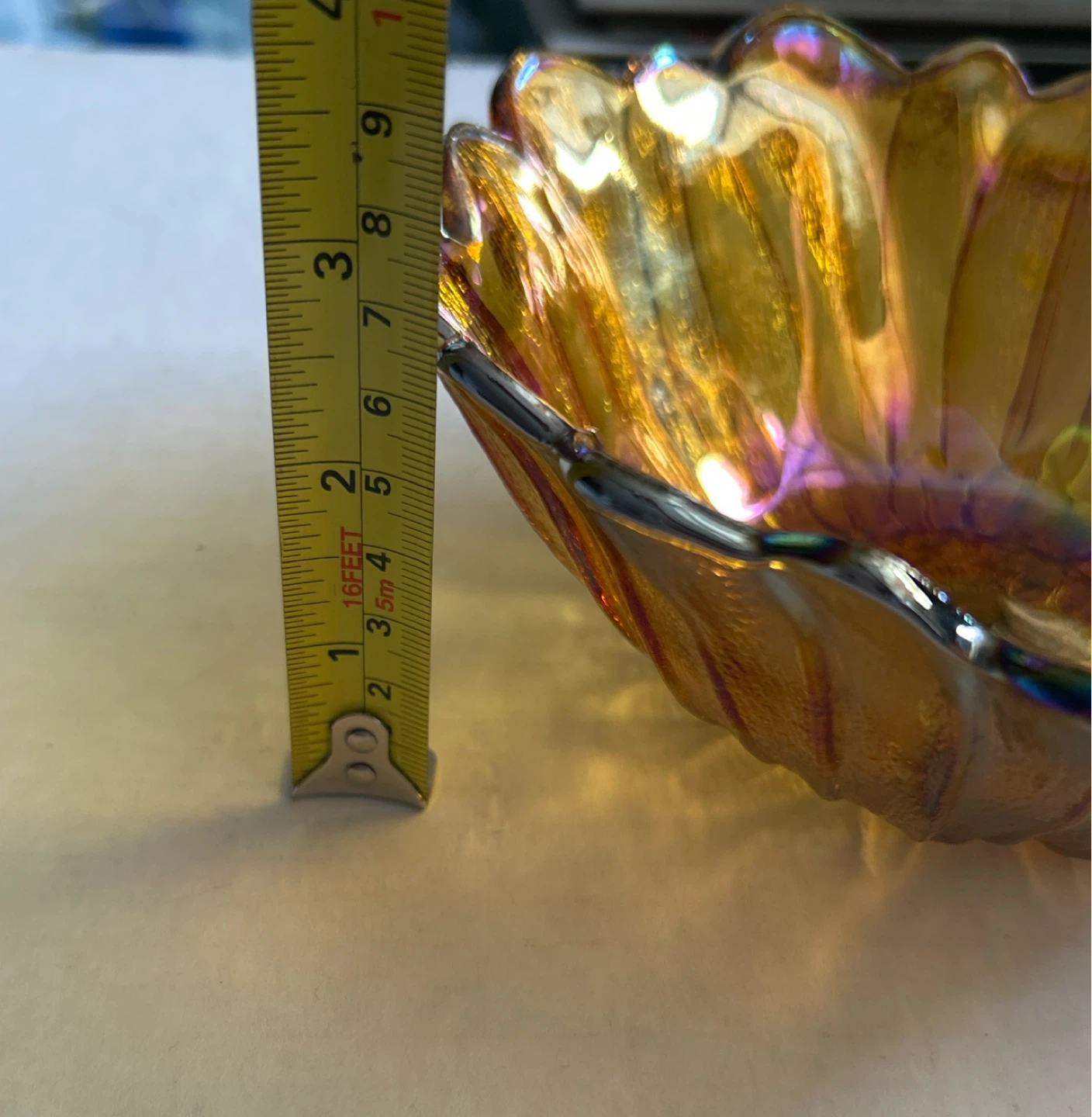 Amber Carnival Glass Sunflower Bowl - photo 5